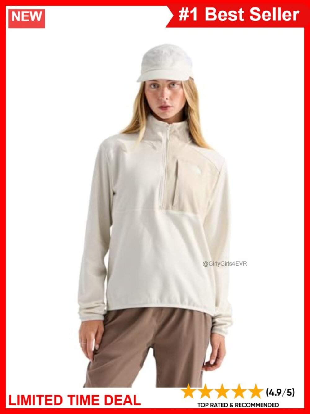 North Face Performance Fleece Quarter Zip Pullover Jacket Lightweight Athletic